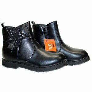 Girls Ankle Boots Girls Glitter Chelsea Boot Stars Black Size 2 Side Zip Toddler